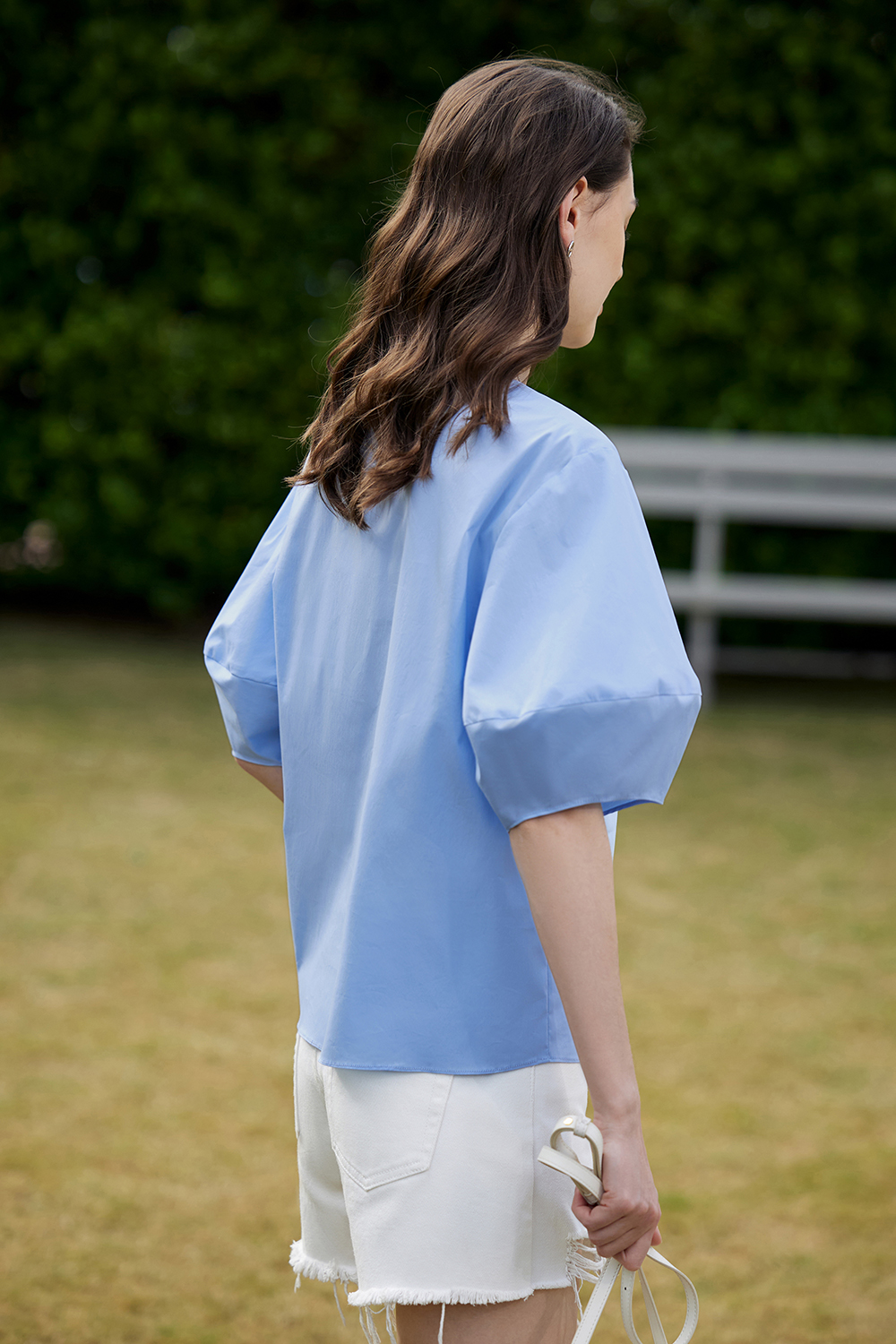 Round Neck Lantern Sleeve Shirt