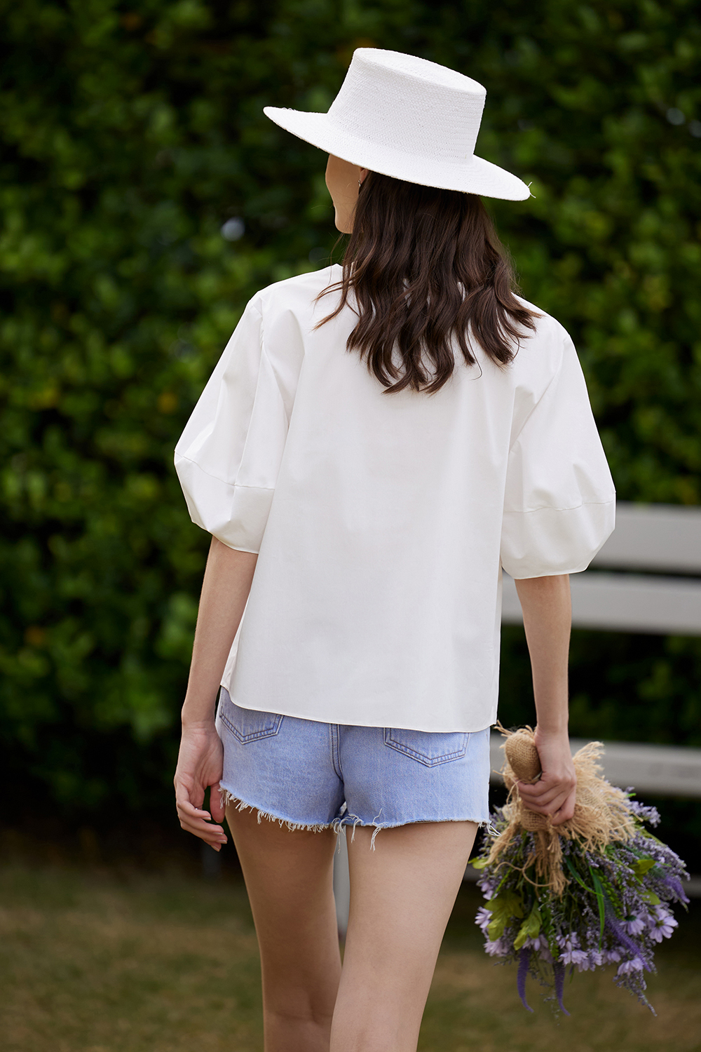 Round Neck Lantern Sleeve Shirt