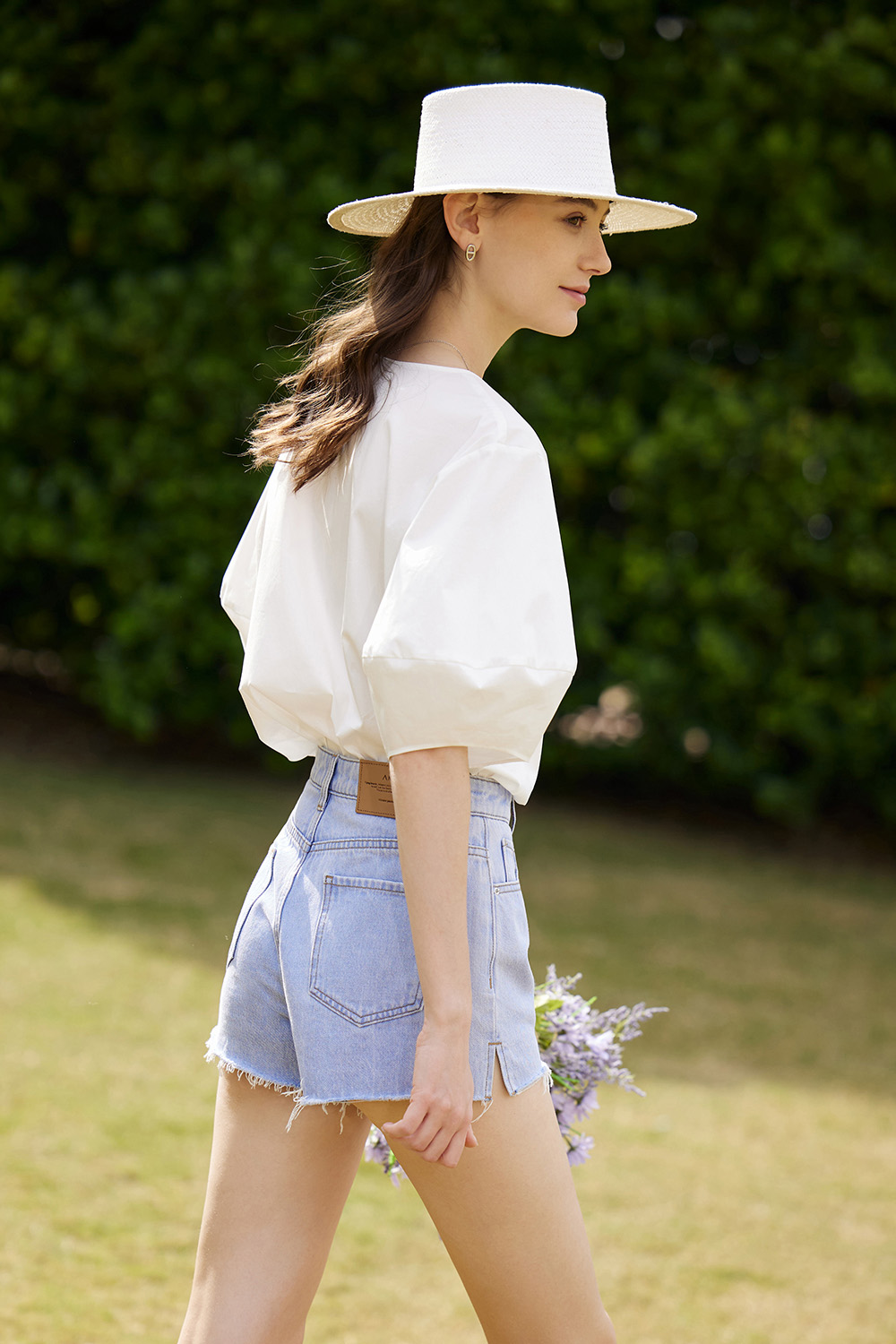 Round Neck Lantern Sleeve Shirt