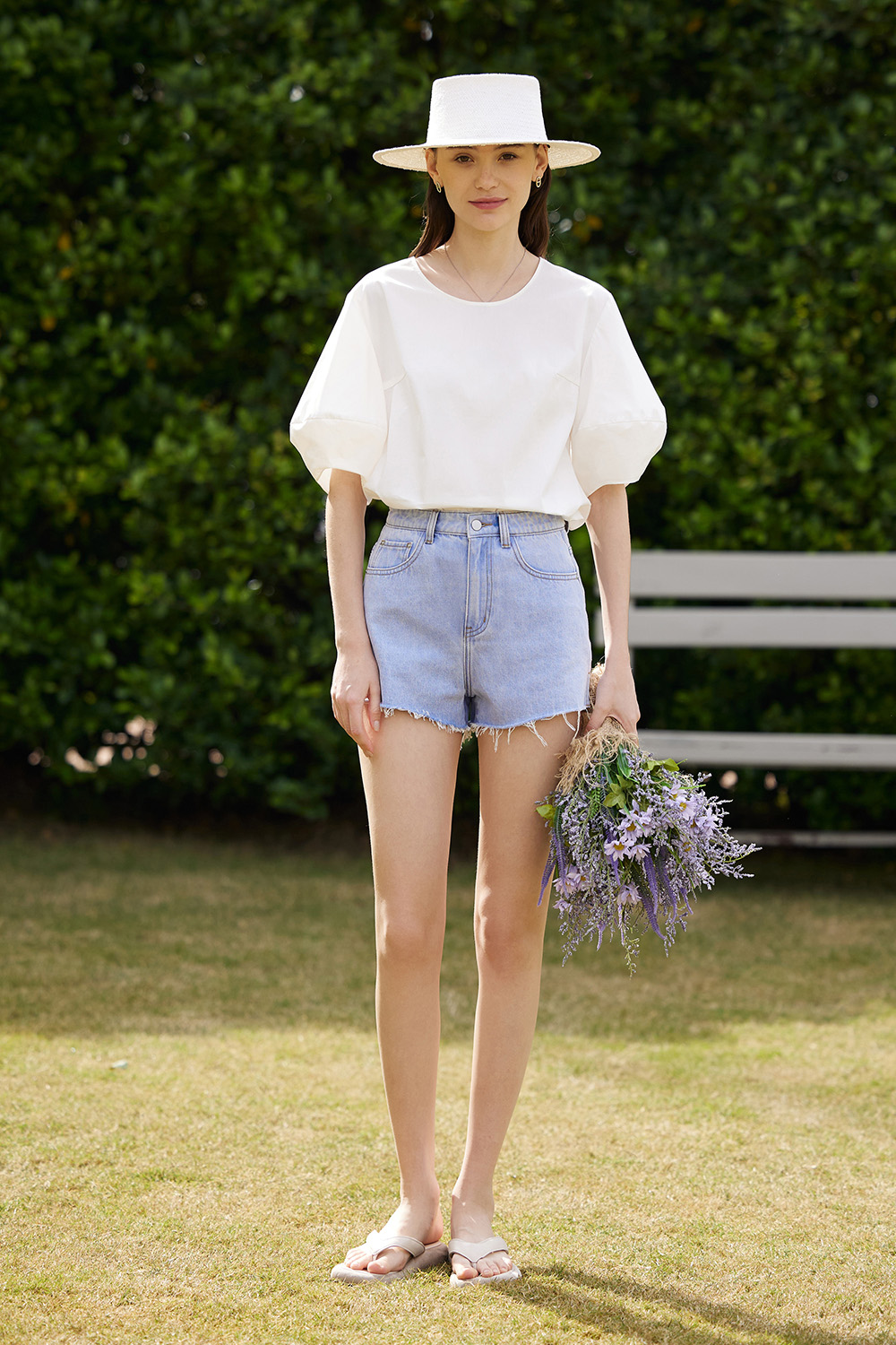 Round Neck Lantern Sleeve Shirt