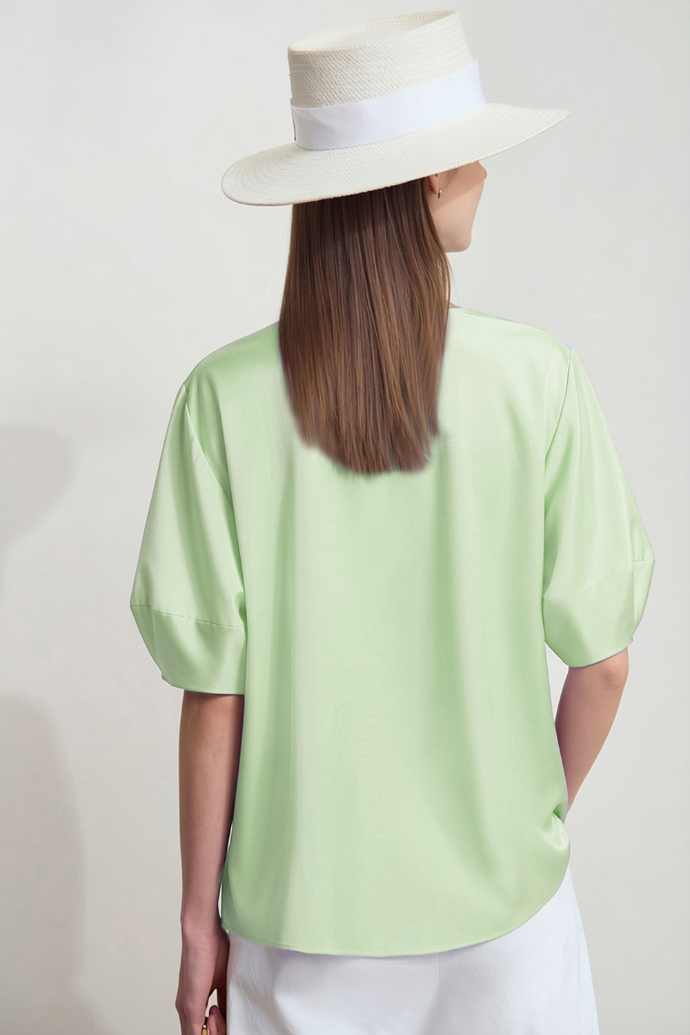 Round Neck Lantern Sleeve Shirt