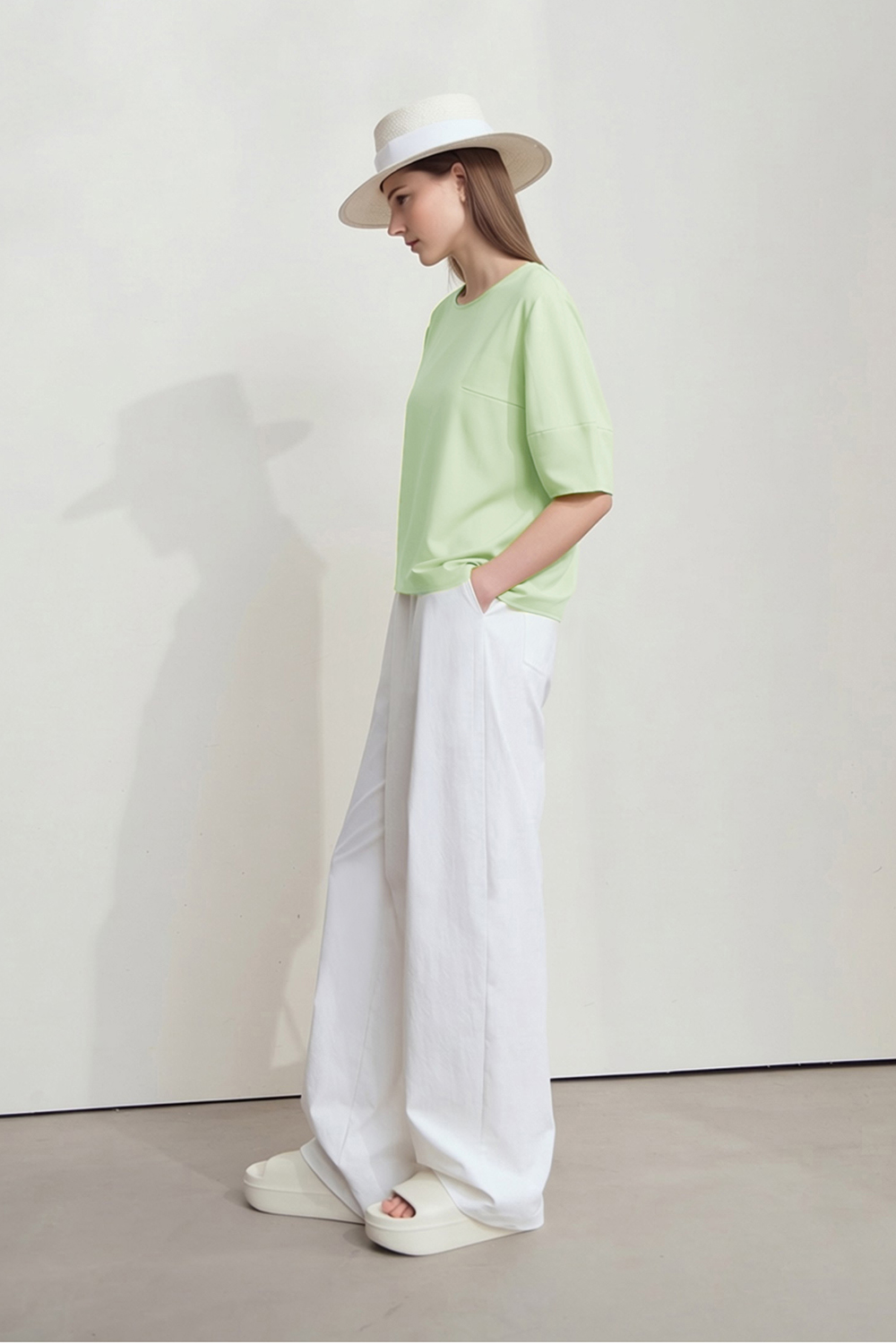 Round Neck Lantern Sleeve Shirt