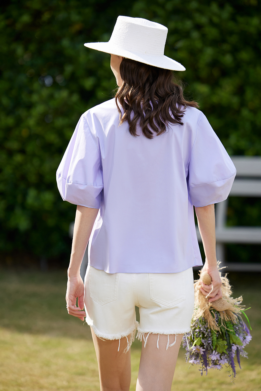 Round Neck Lantern Sleeve Shirt