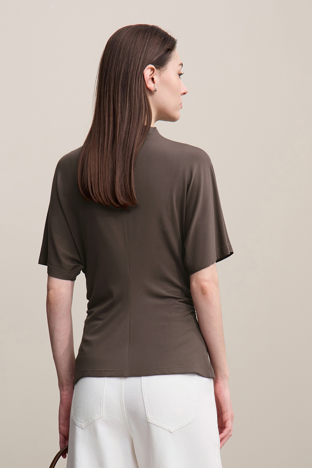 Semi-high Neck Waist T-shirt