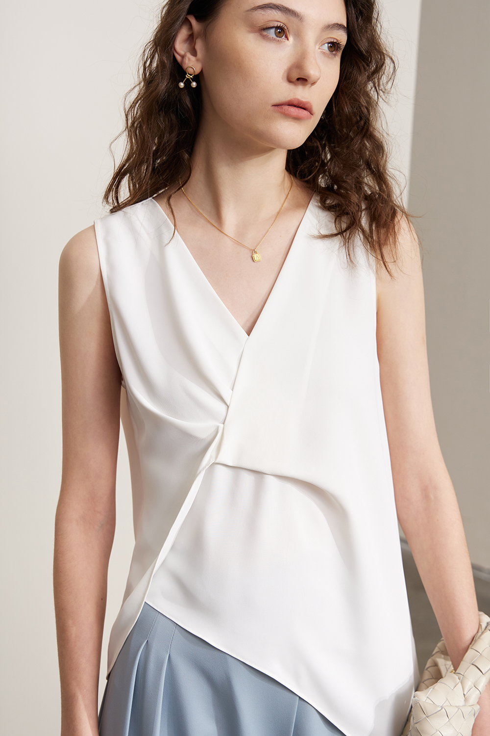 V-neck Twist Chiffon Top