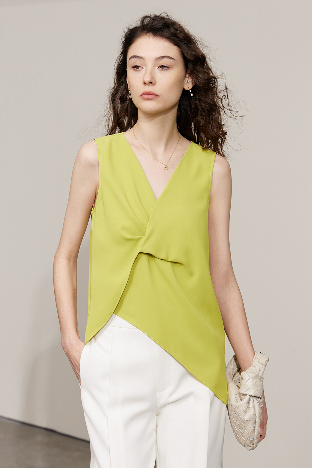 V-neck Twist Chiffon Top