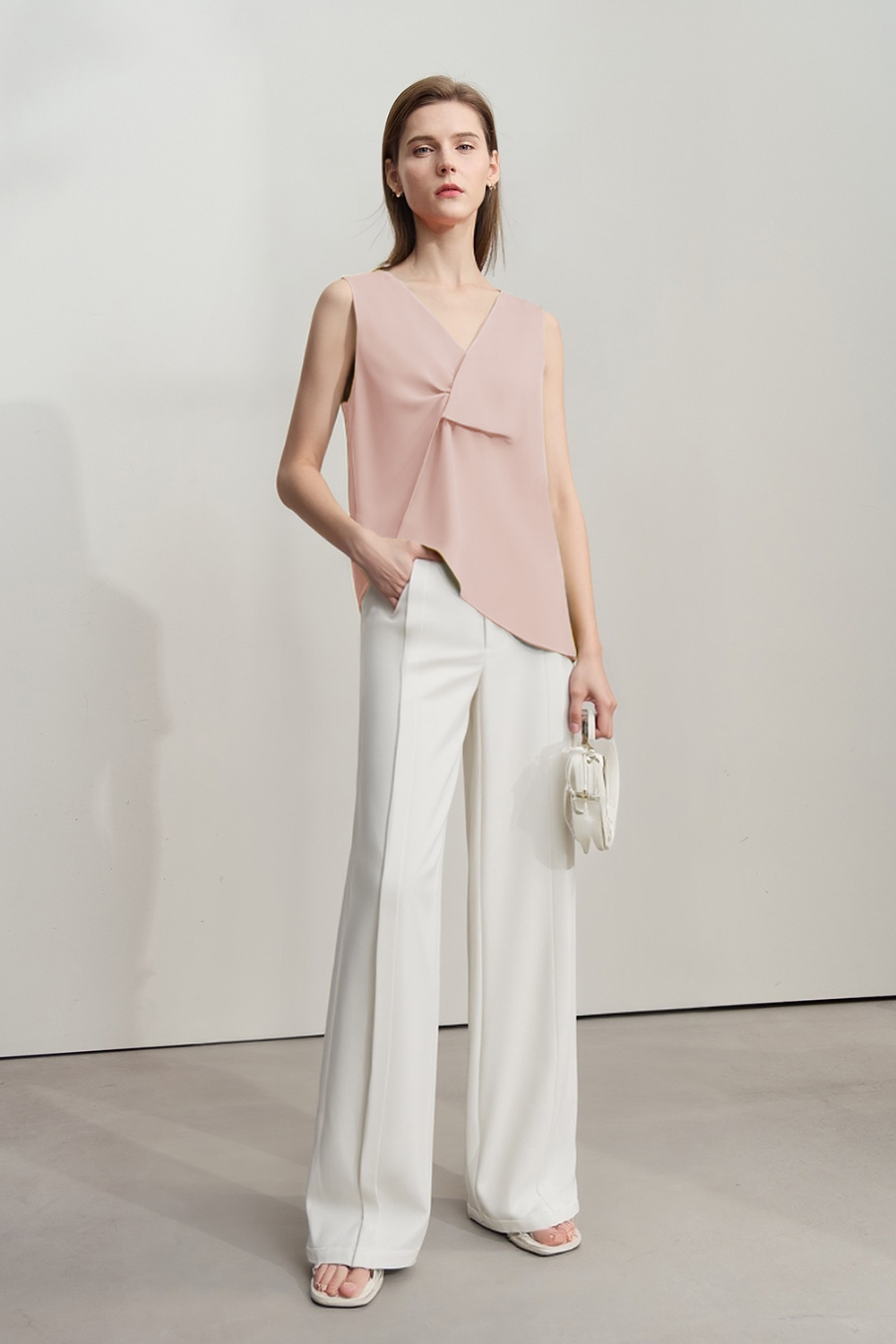 V-neck Twist Chiffon Top