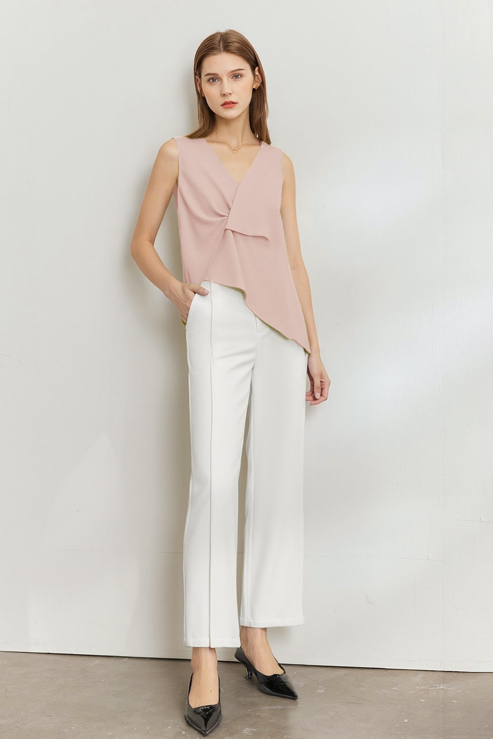 V-neck Twist Chiffon Top