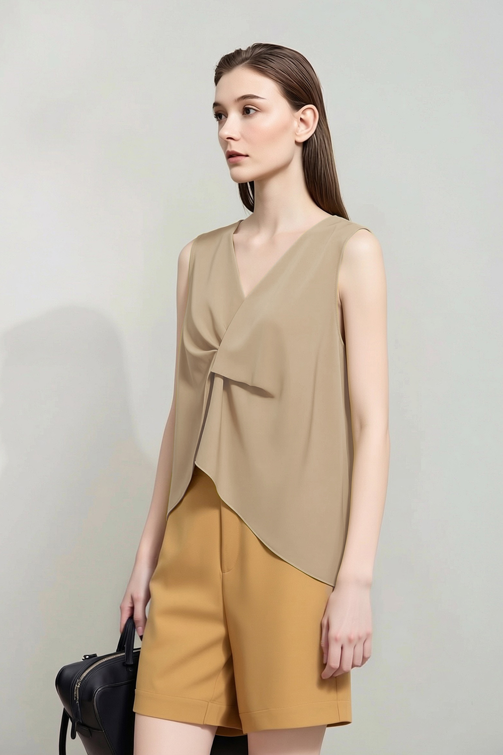 V-neck Twist Chiffon Top