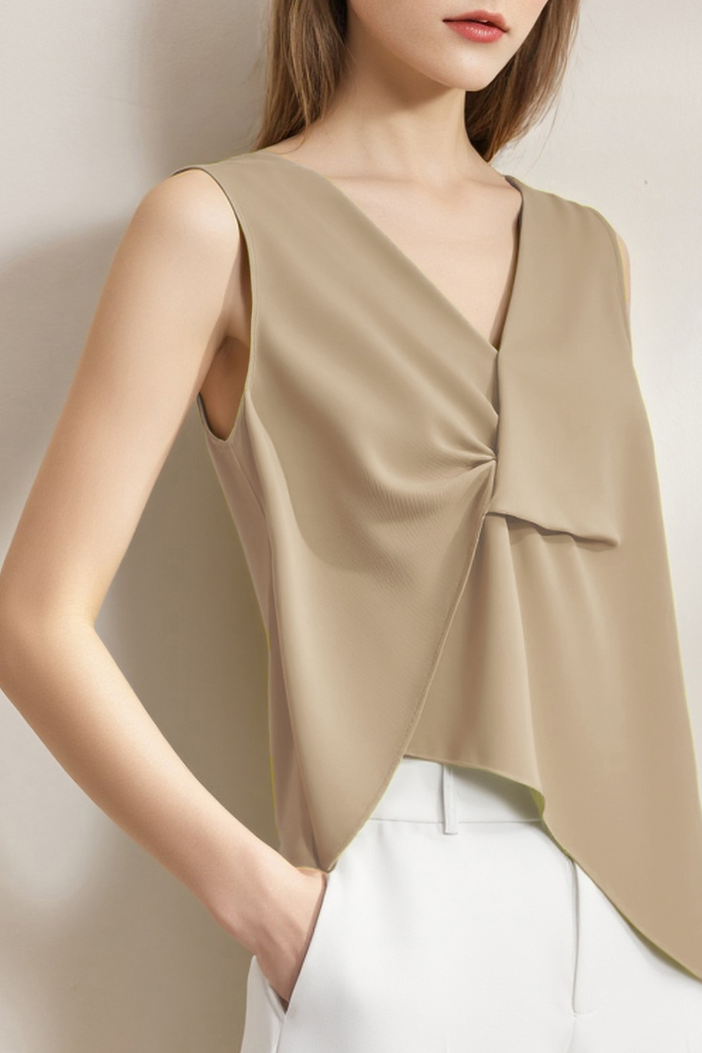 V-neck Twist Chiffon Top