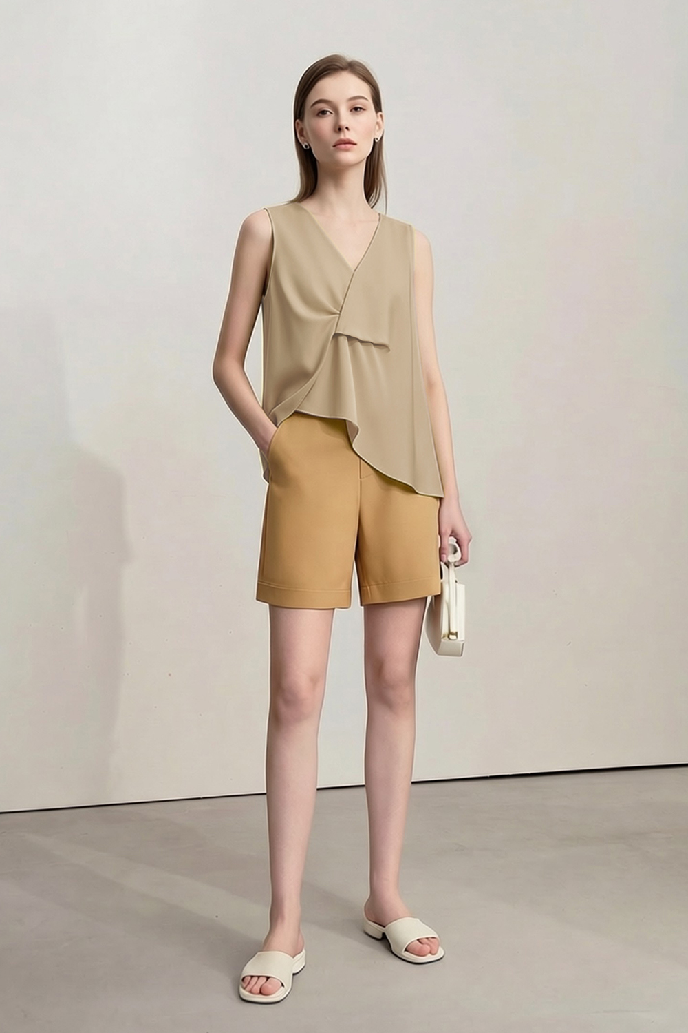 V-neck Twist Chiffon Top