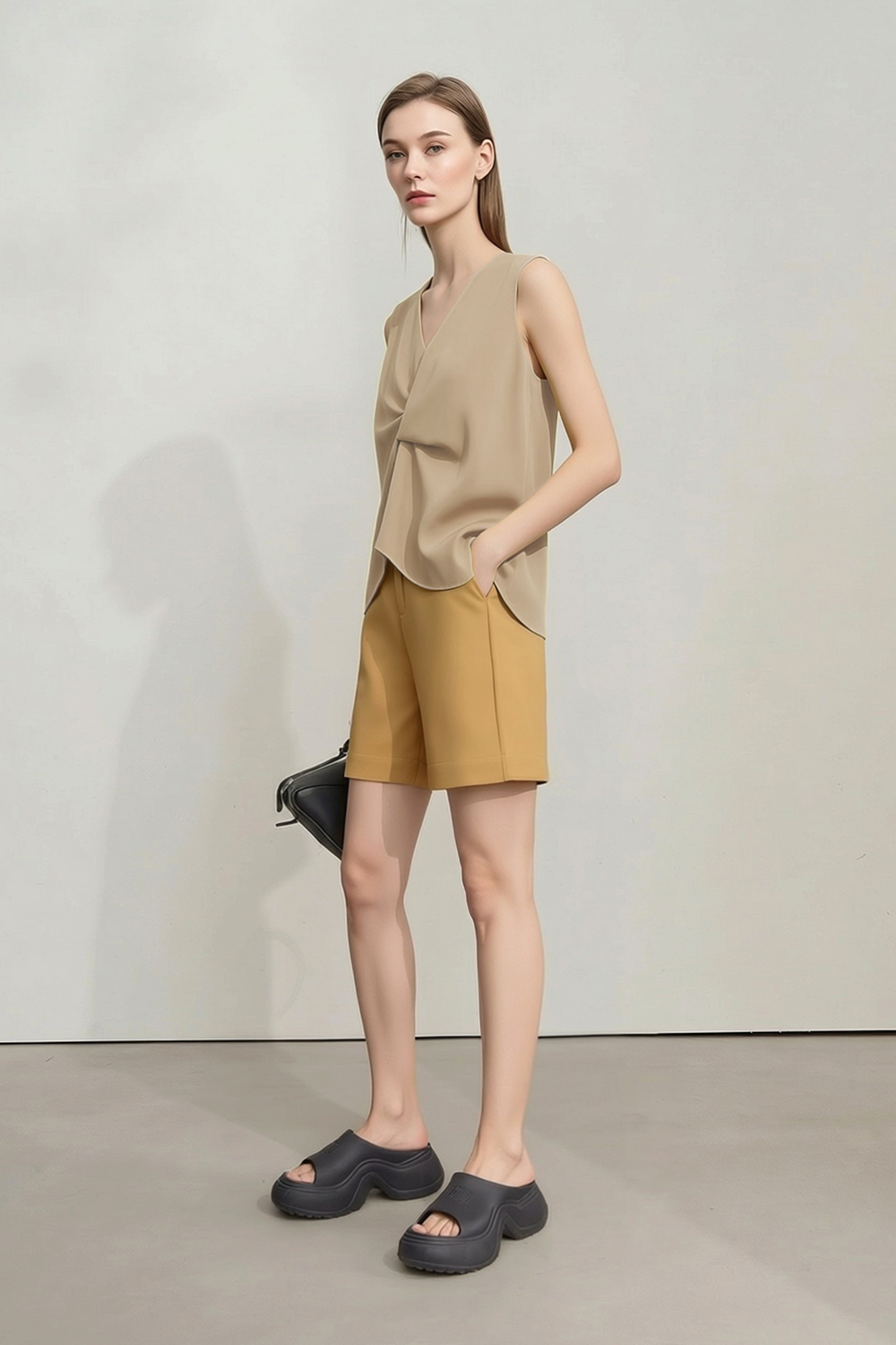 V-neck Twist Chiffon Top