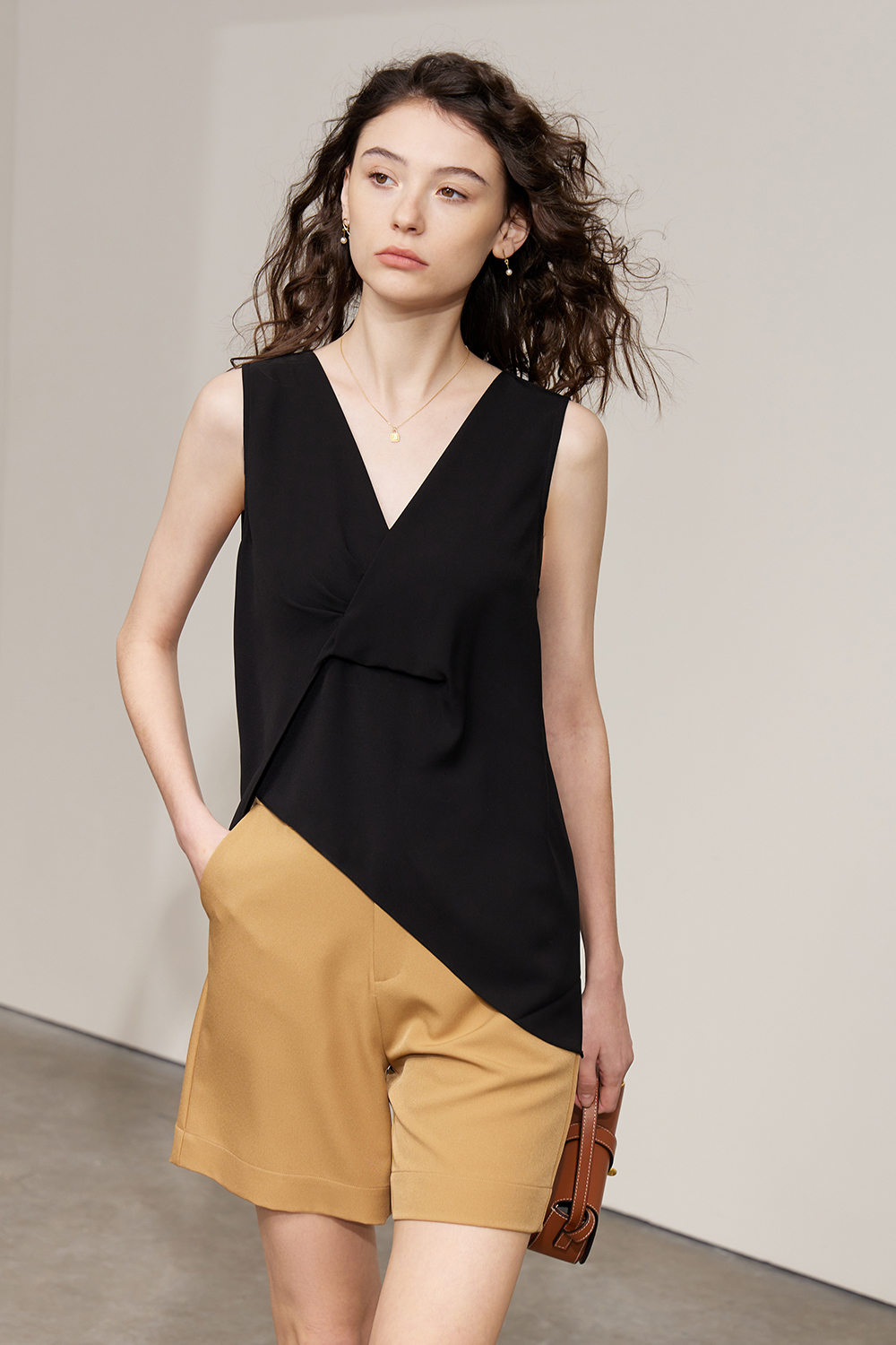 V-neck Twist Chiffon Top