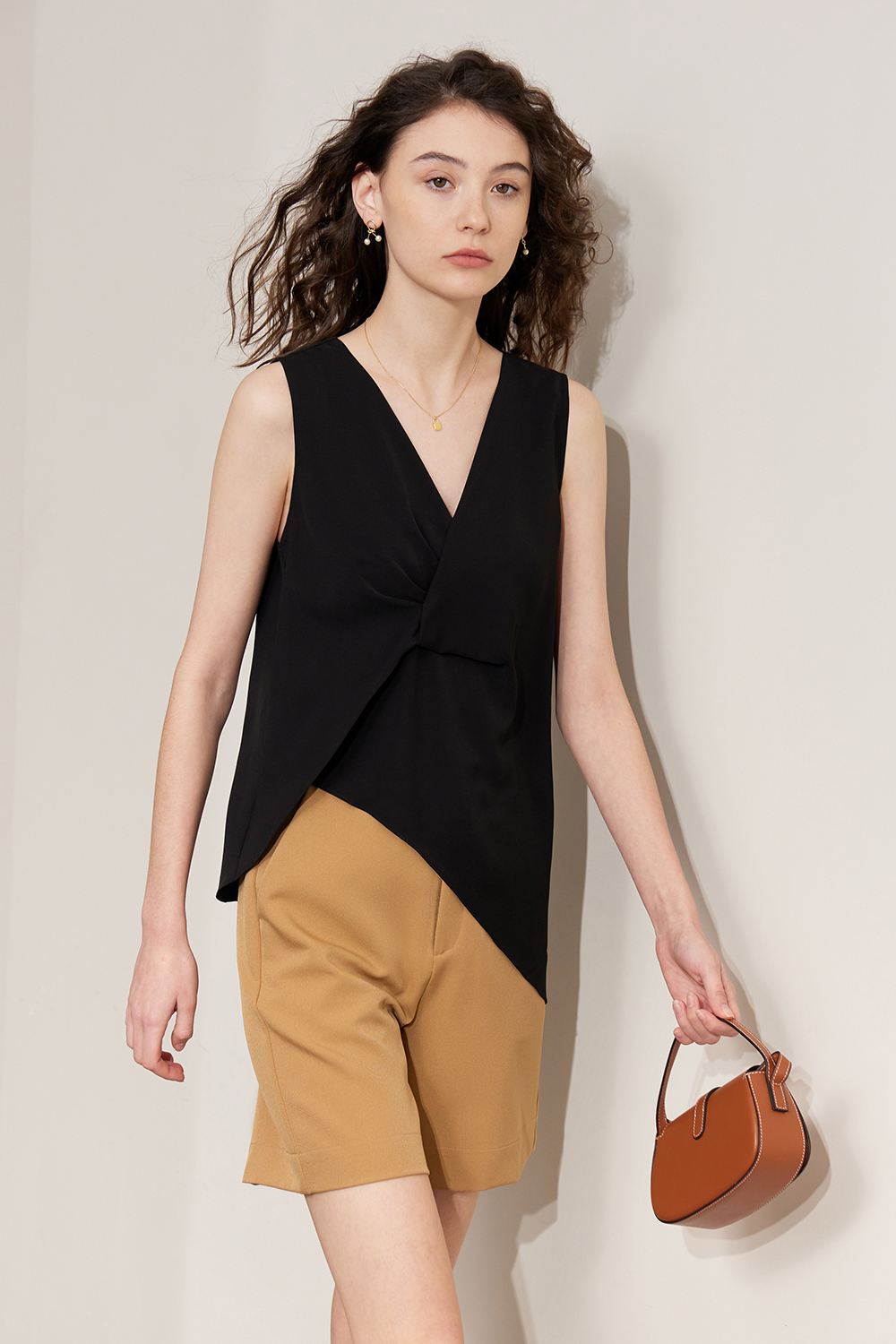 V-neck Twist Chiffon Top