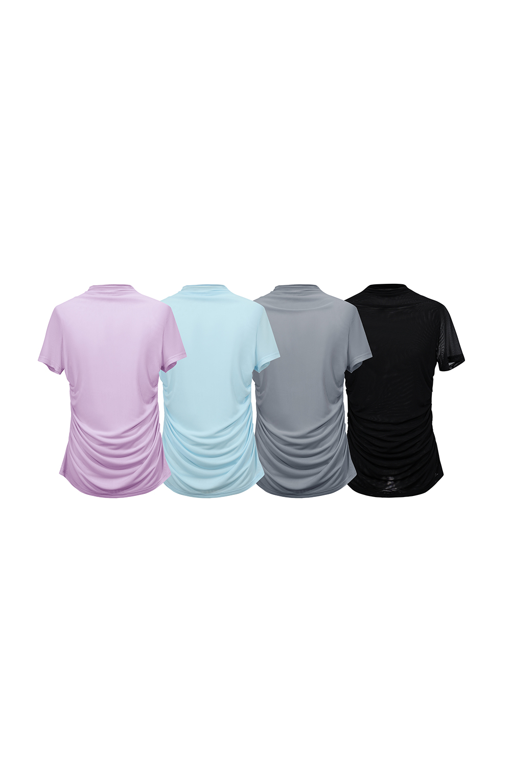 Mock Neck Mesh T-Shirt|AMII