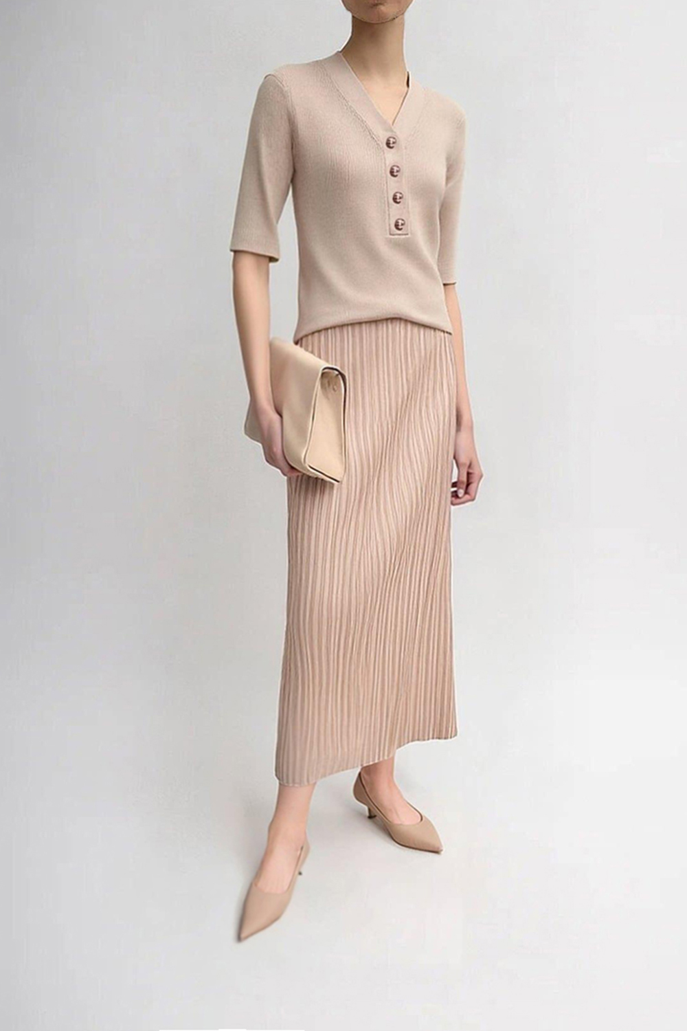Elastic Pleated Skirt