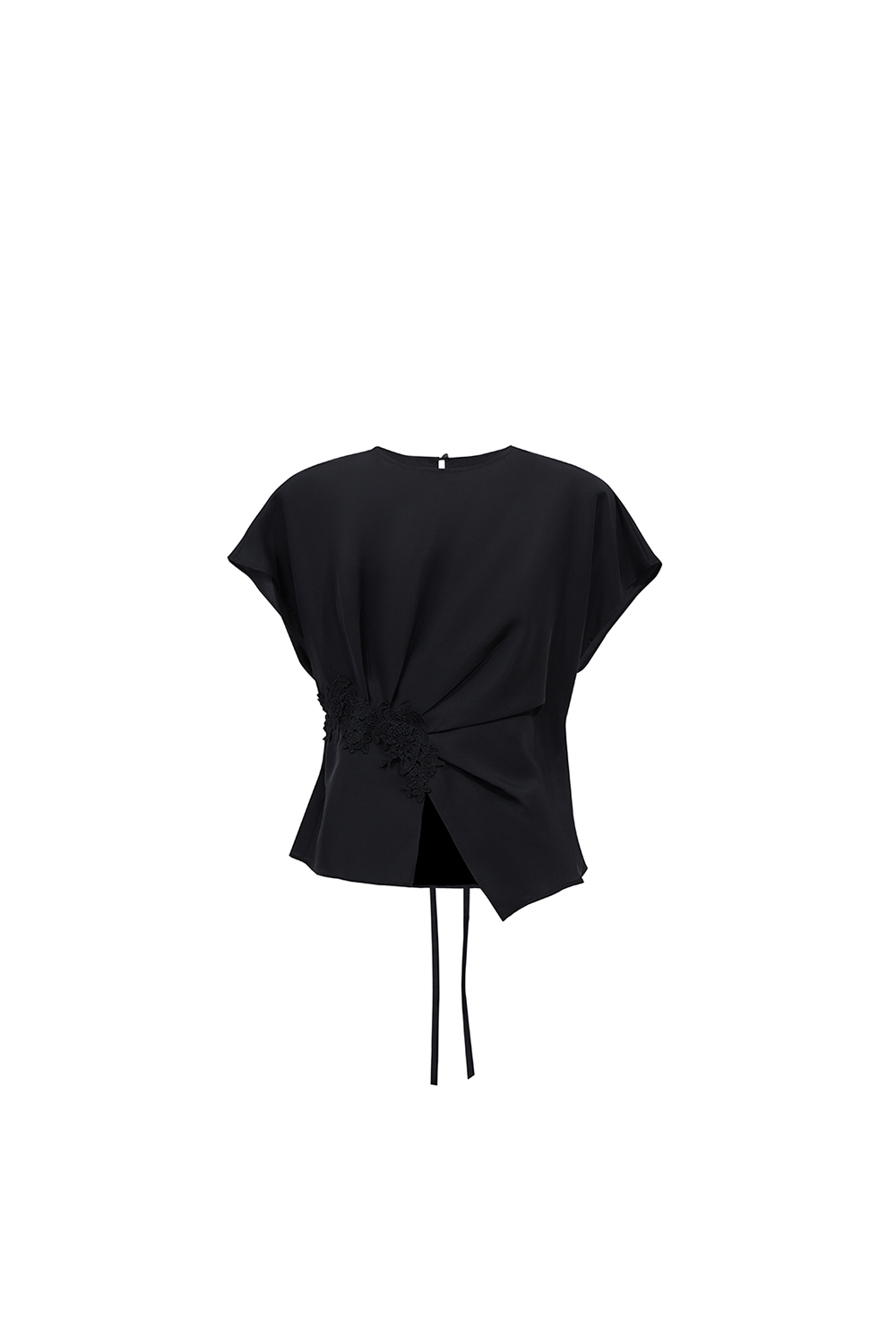 Lace Spliced Silk Top|AMII