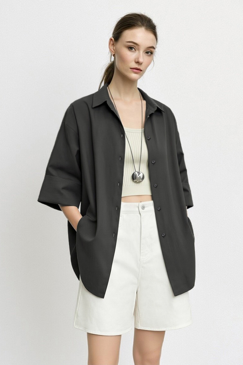 Lapel Shirt with Turned Cuffs