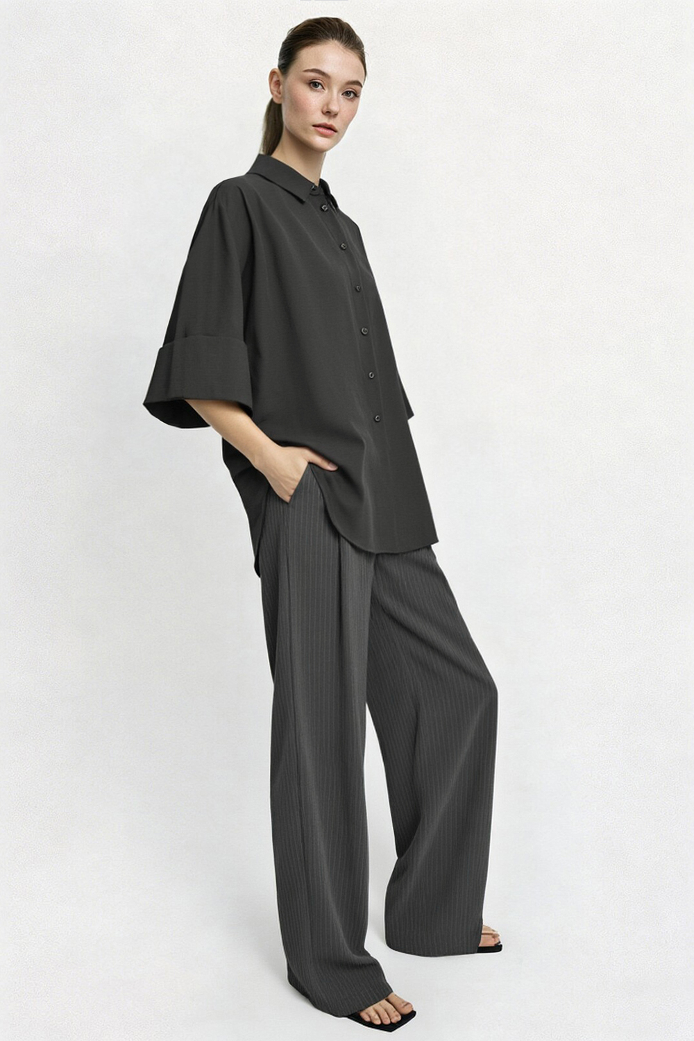 Lapel Shirt with Turned Cuffs