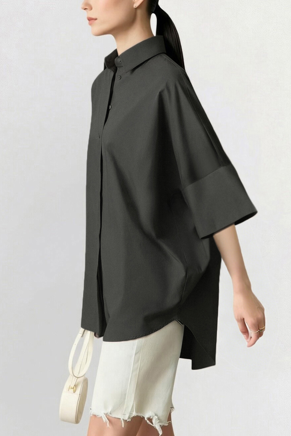 Lapel Shirt with Turned Cuffs