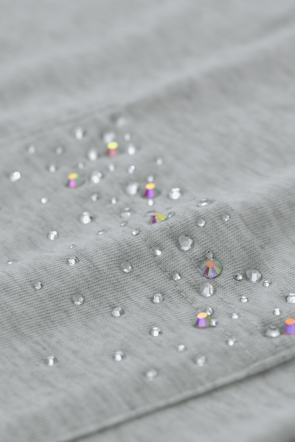 Hotfix Rhinestone Pocket Crew Neck T-shirt