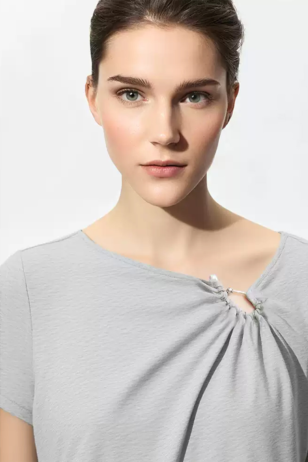 Irregular Neck Ruffle T-shirt