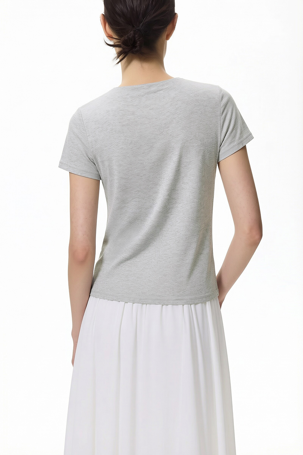Irregular Neck Ruffle T-shirt
