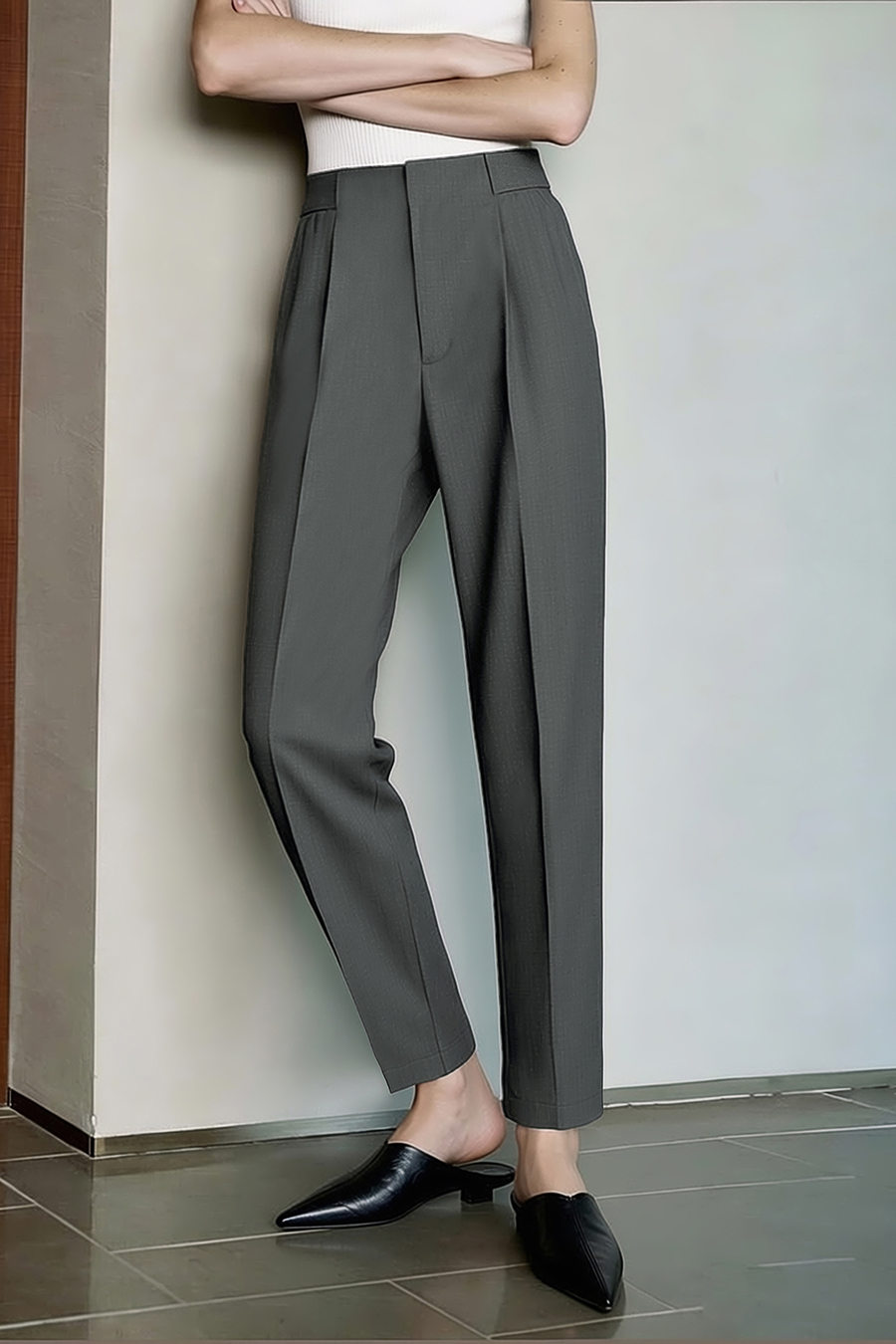 Elastic Waist Tapered Casual Pants | AMII