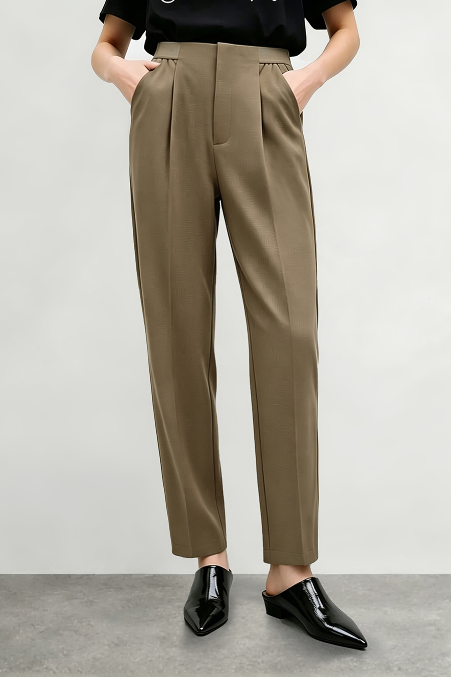 Elastic Waist Tapered Casual Pants | AMII