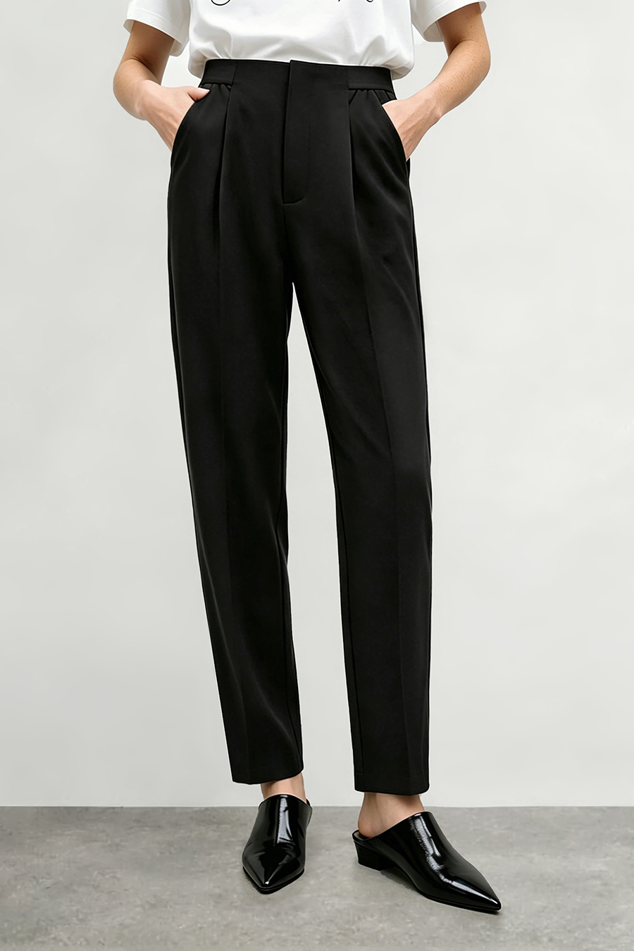 Elastic Waist Tapered Casual Pants | AMII