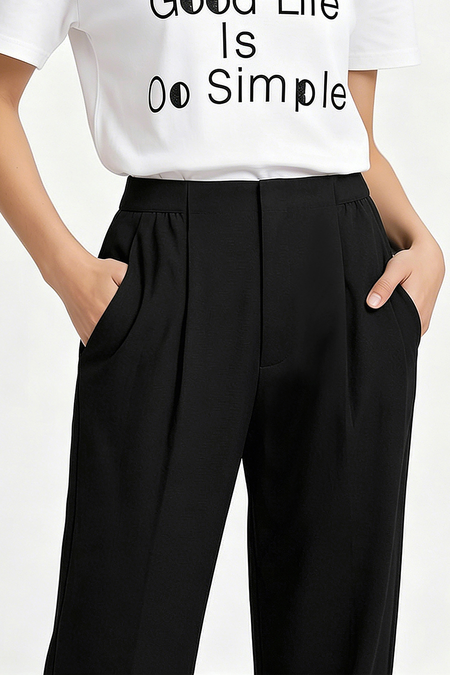 Elastic Waist Tapered Casual Pants | AMII
