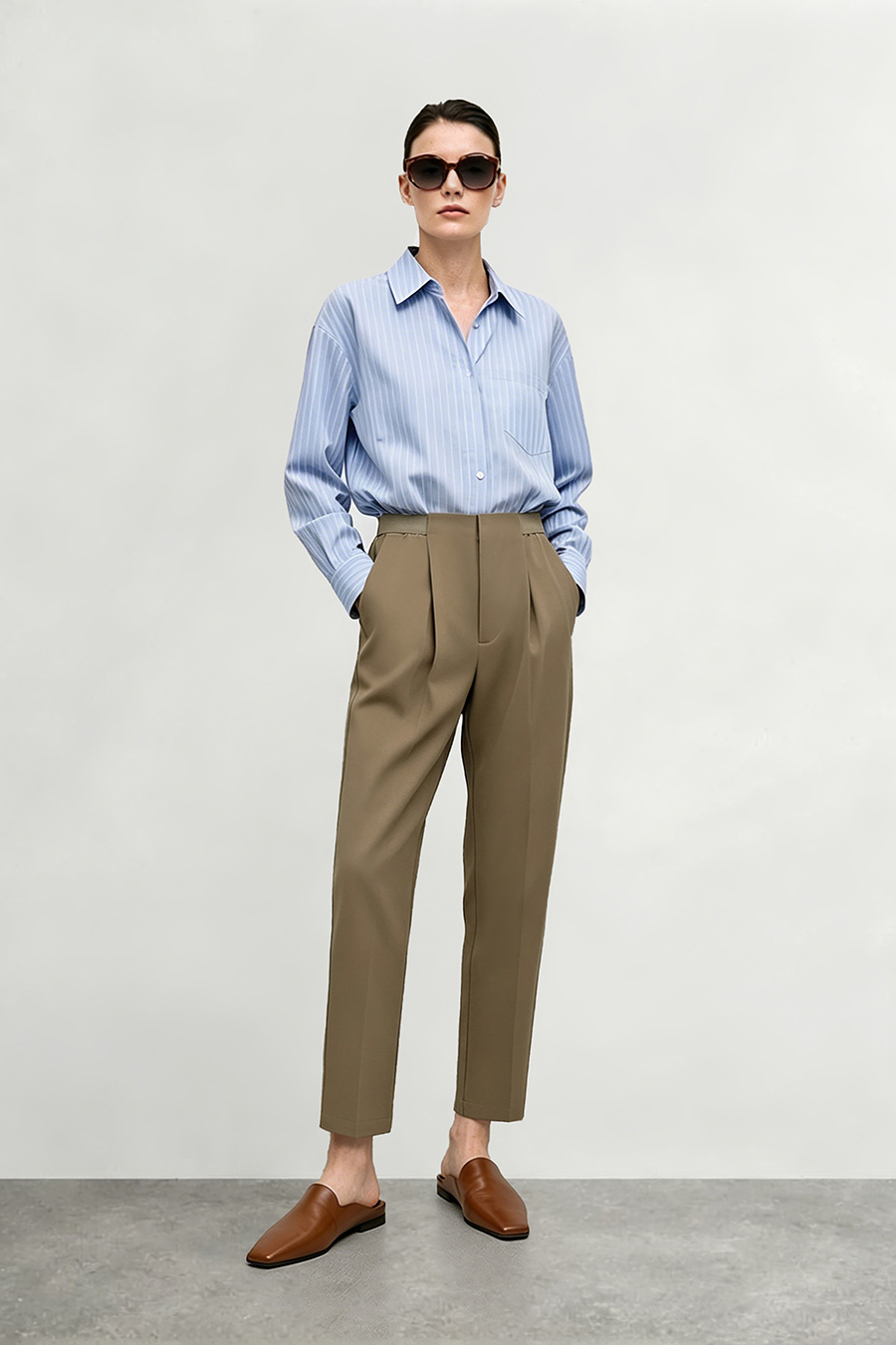 Elastic Waist Tapered Casual Pants | AMII