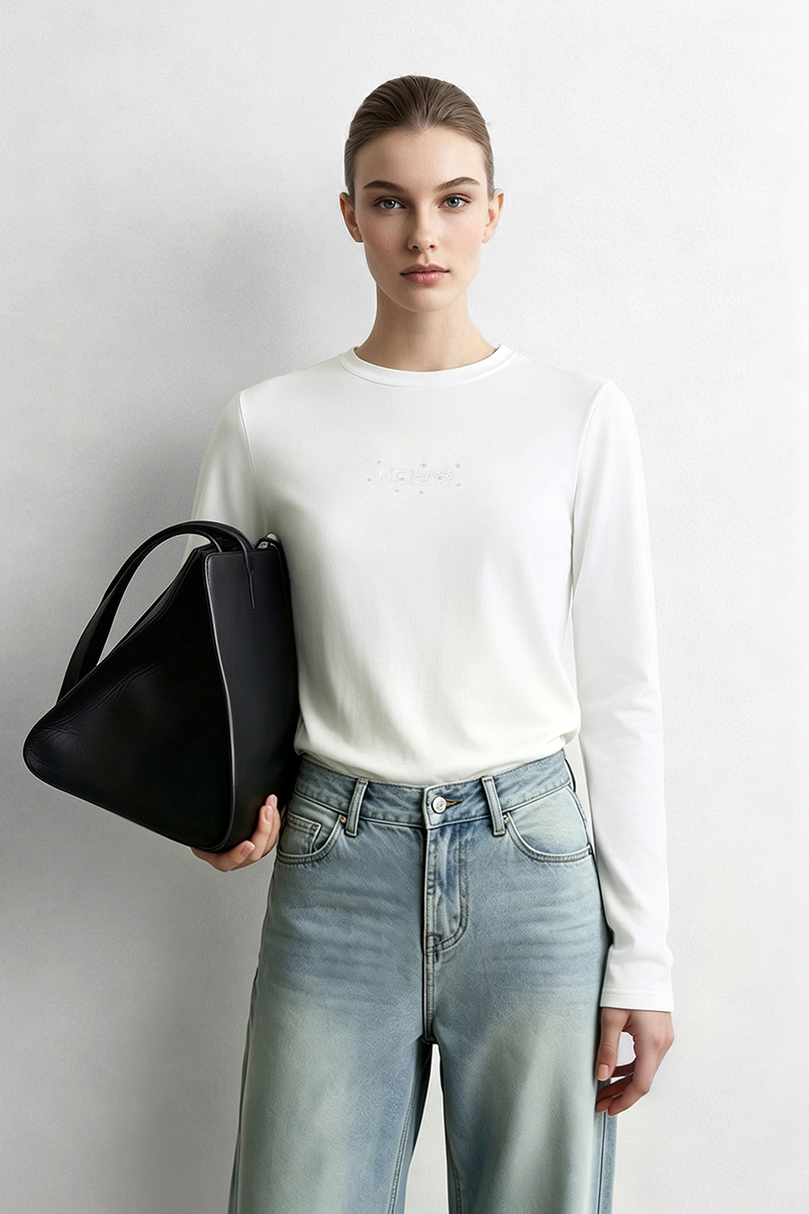 Letter Embroidery Beaded T-Shirt|AMII