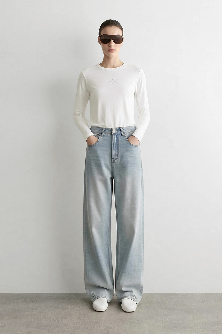 Letter Embroidery Beaded T-Shirt|AMII
