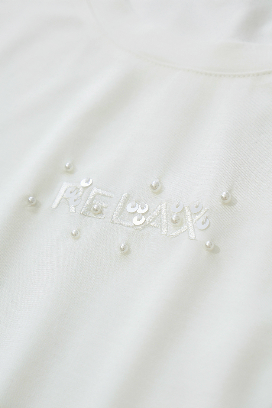 Letter Embroidery Beaded T-Shirt|AMII