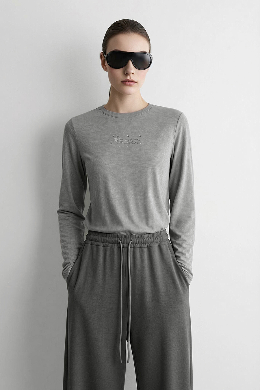 Letter Embroidery Beaded T-Shirt|AMII