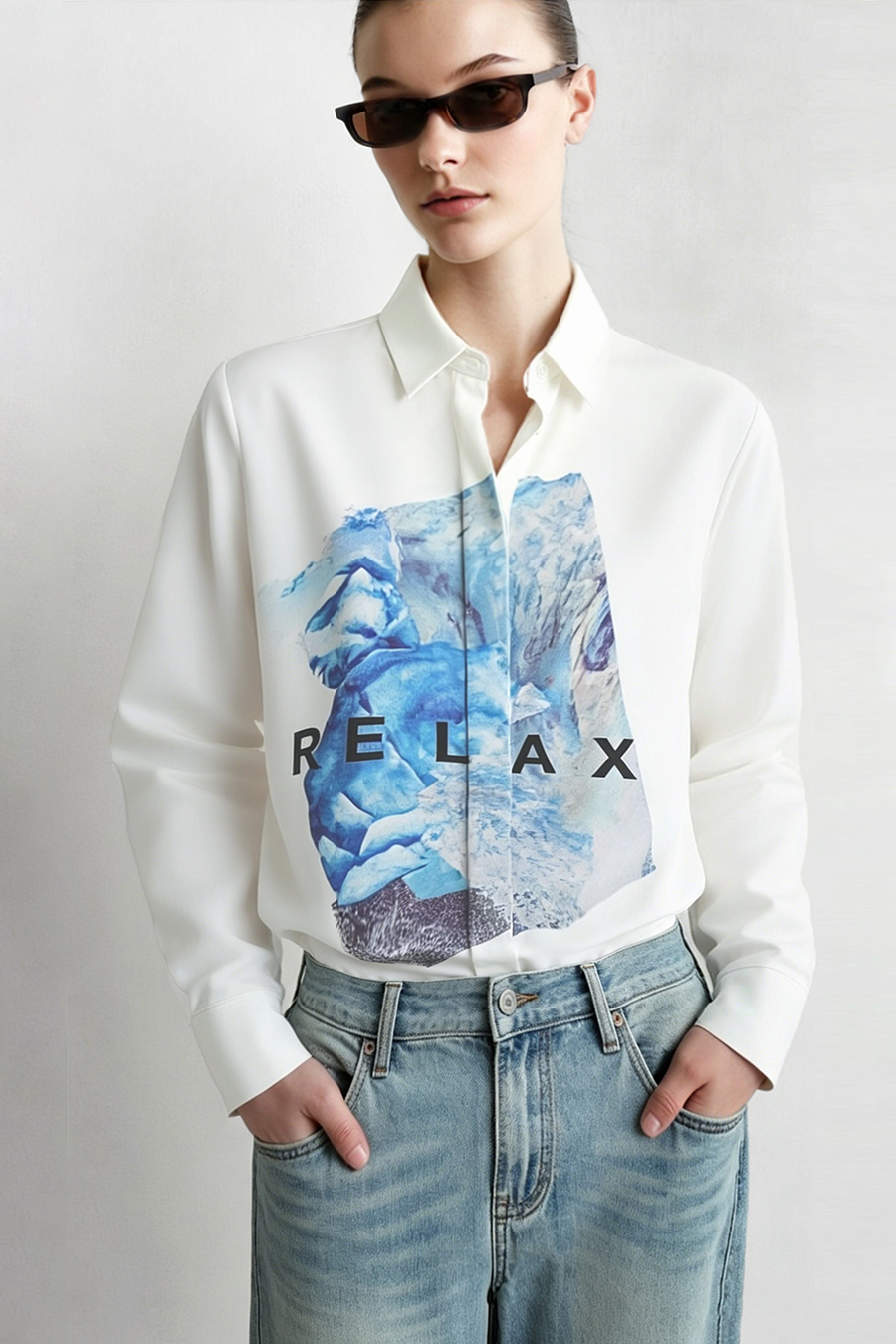 Abstract Letter Print Shirt|AMII