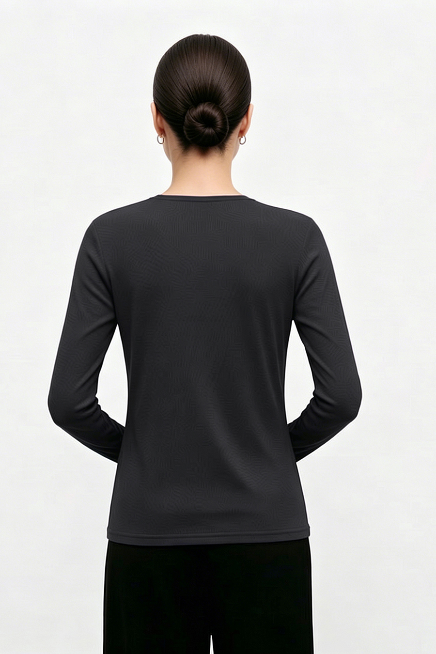 Draped Neck Ruched Mesh Tee | AMII