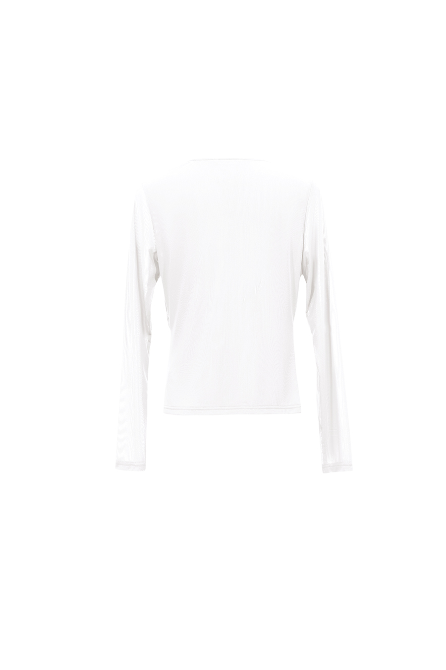 Draped Neck Ruched Mesh Tee | AMII