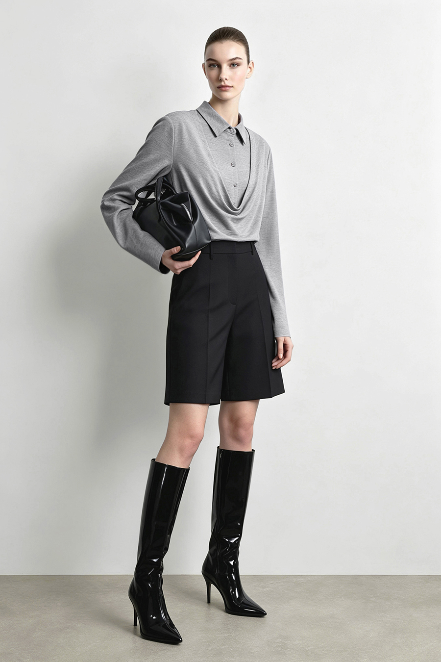 Modal faux‑two‑piece T‑shirt|AMII