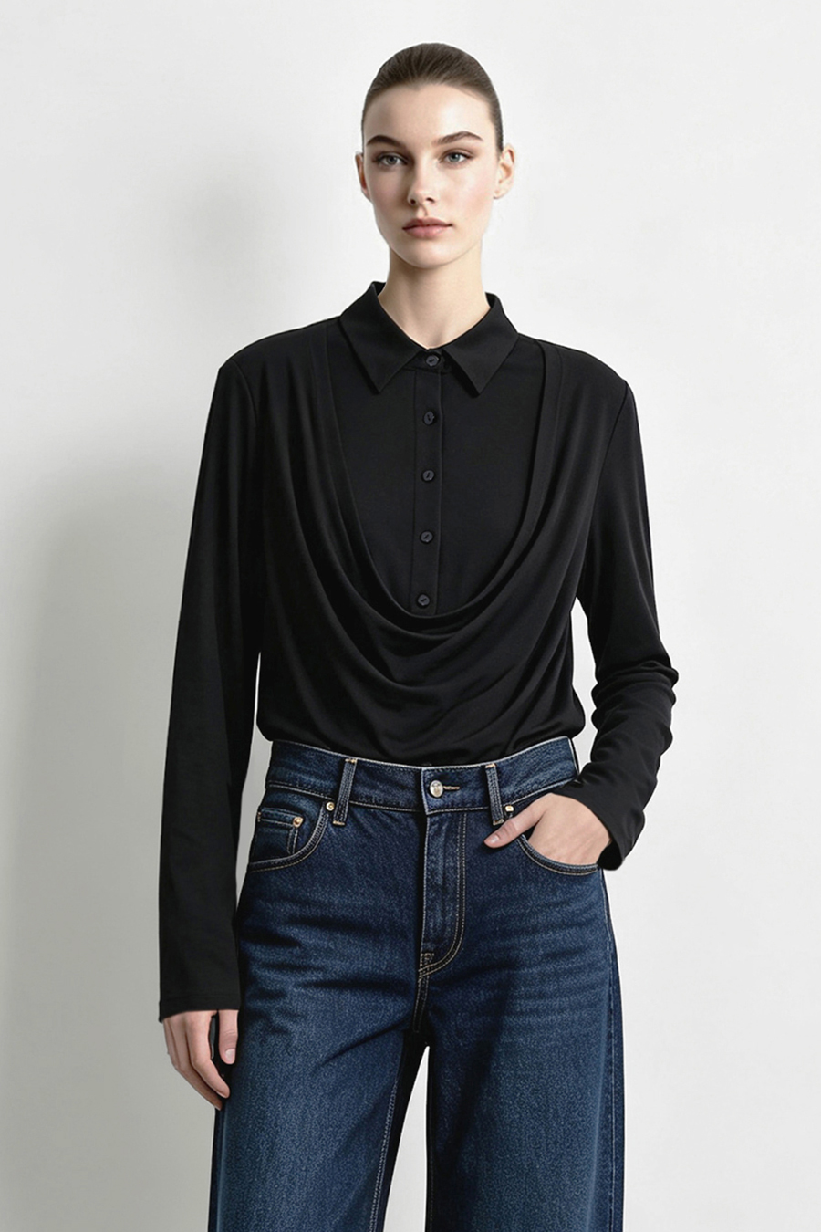 Modal faux‑two‑piece T‑shirt|AMII