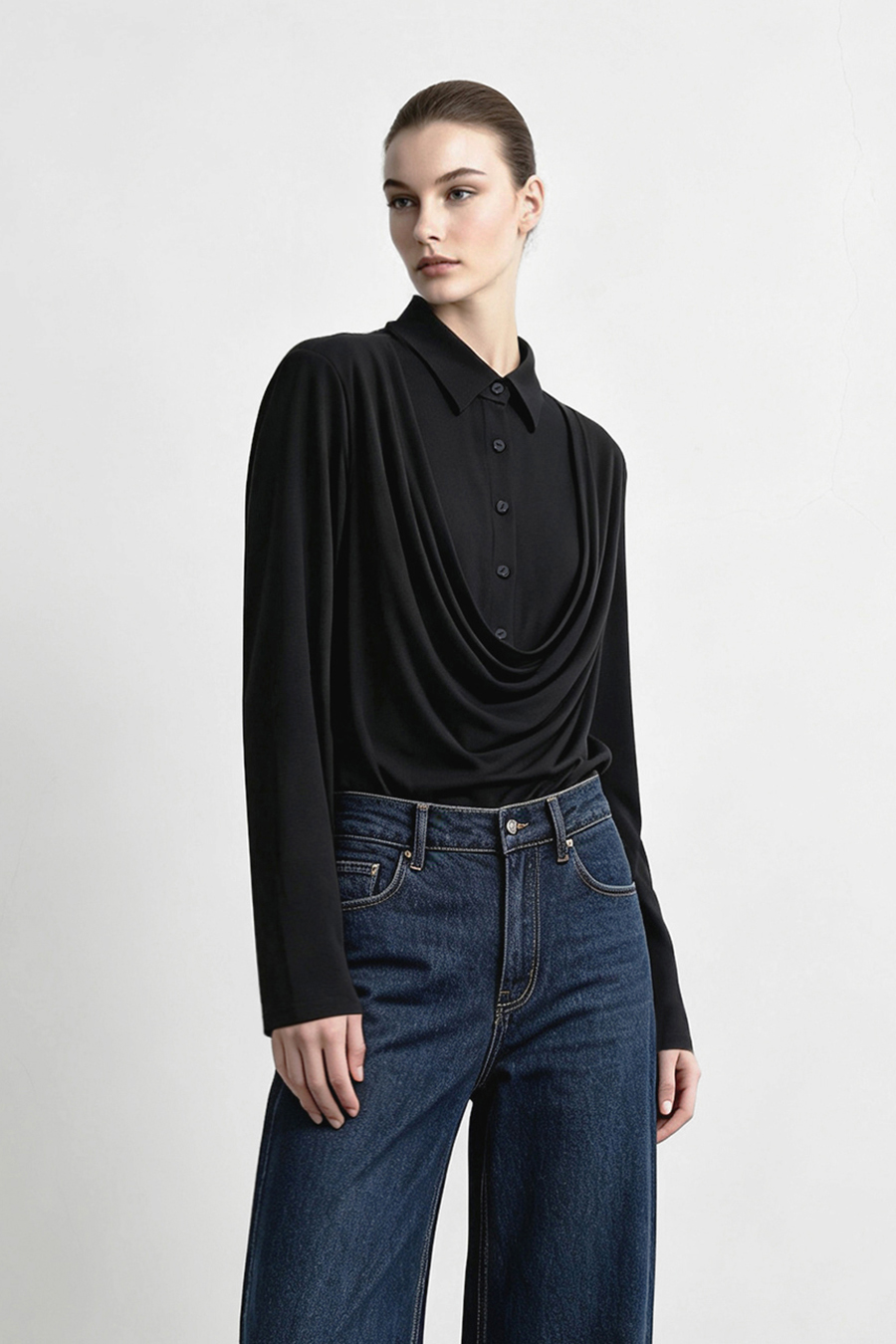 Modal faux‑two‑piece T‑shirt|AMII