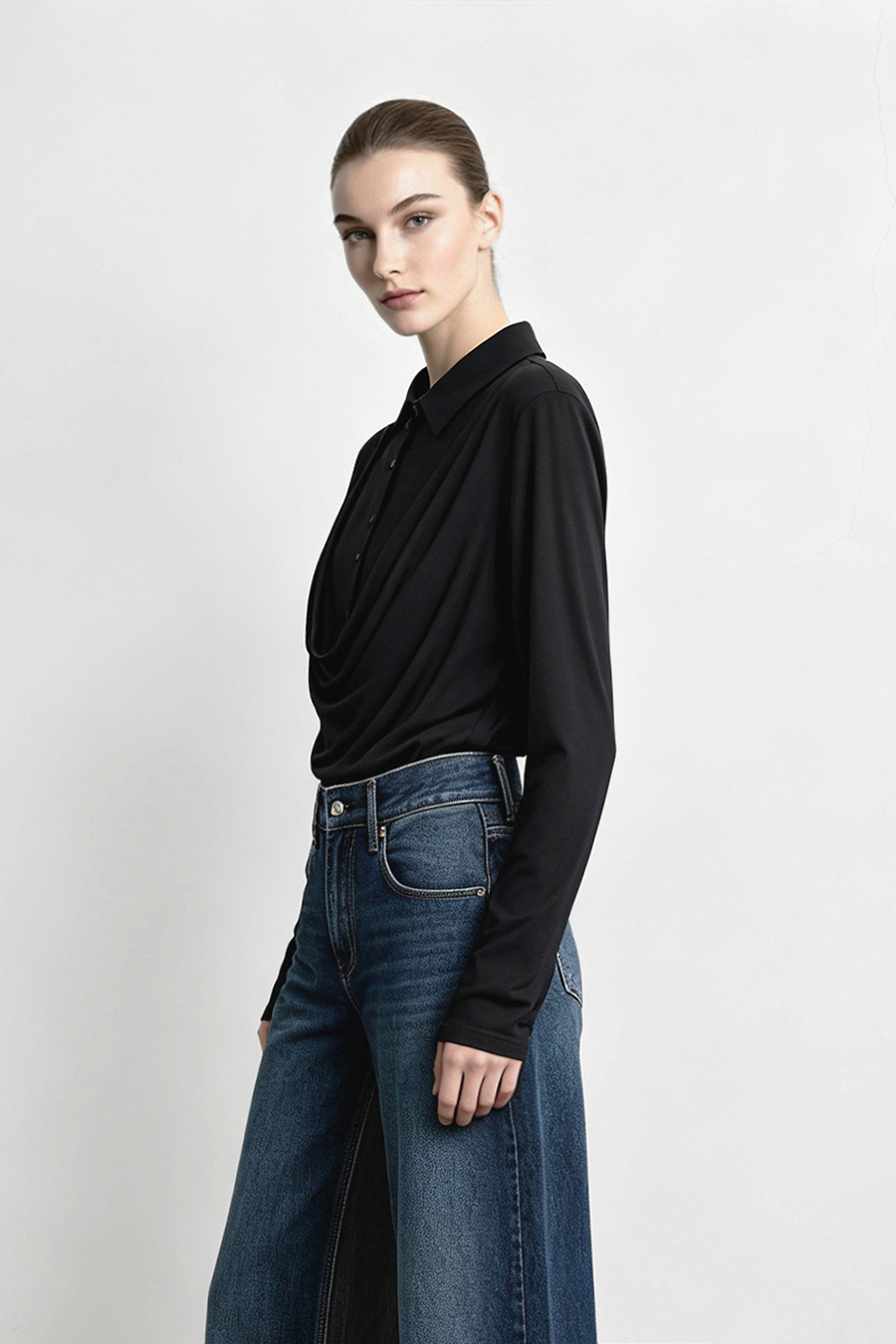 Modal faux‑two‑piece T‑shirt|AMII