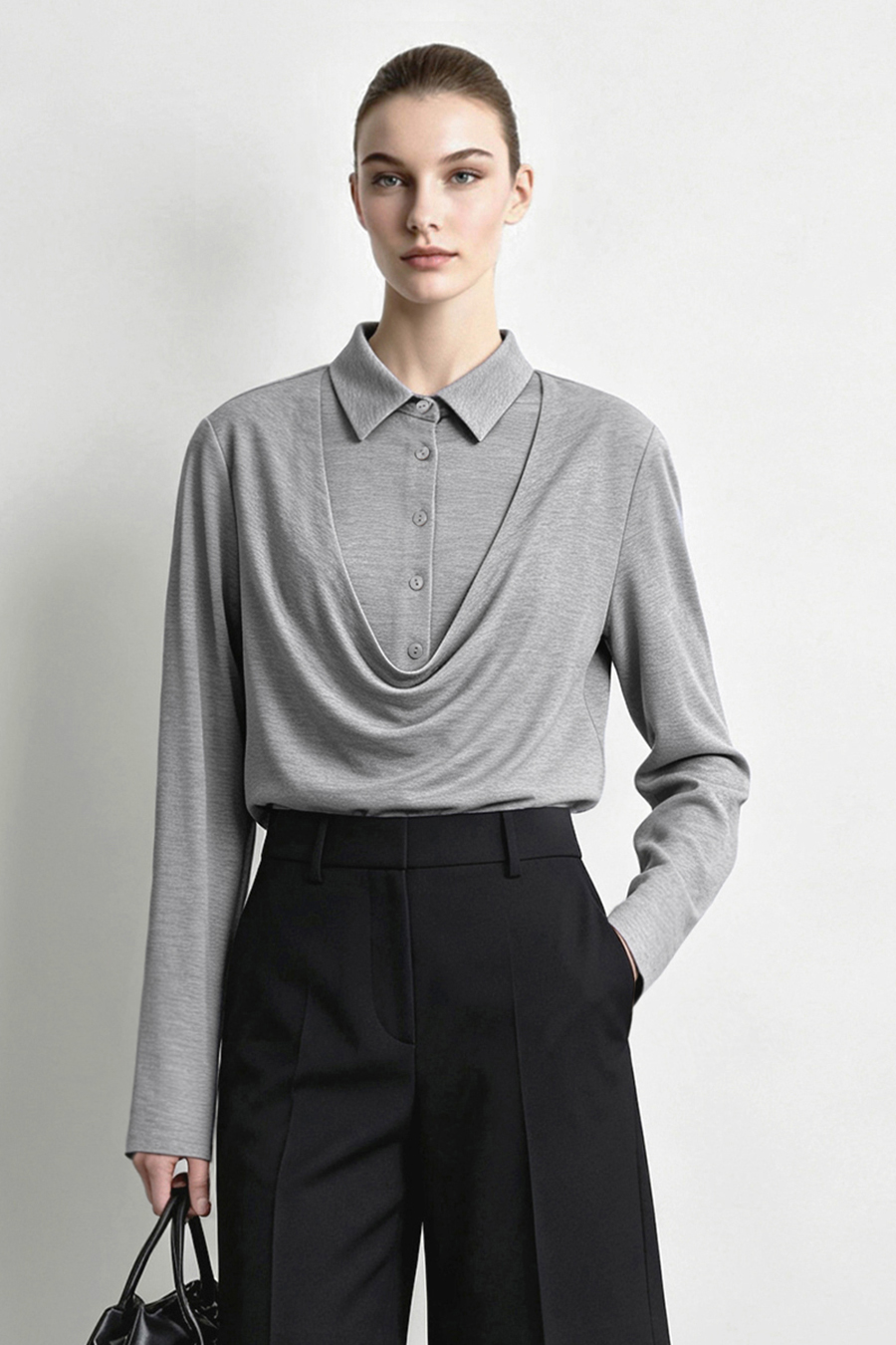 Modal faux‑two‑piece T‑shirt|AMII