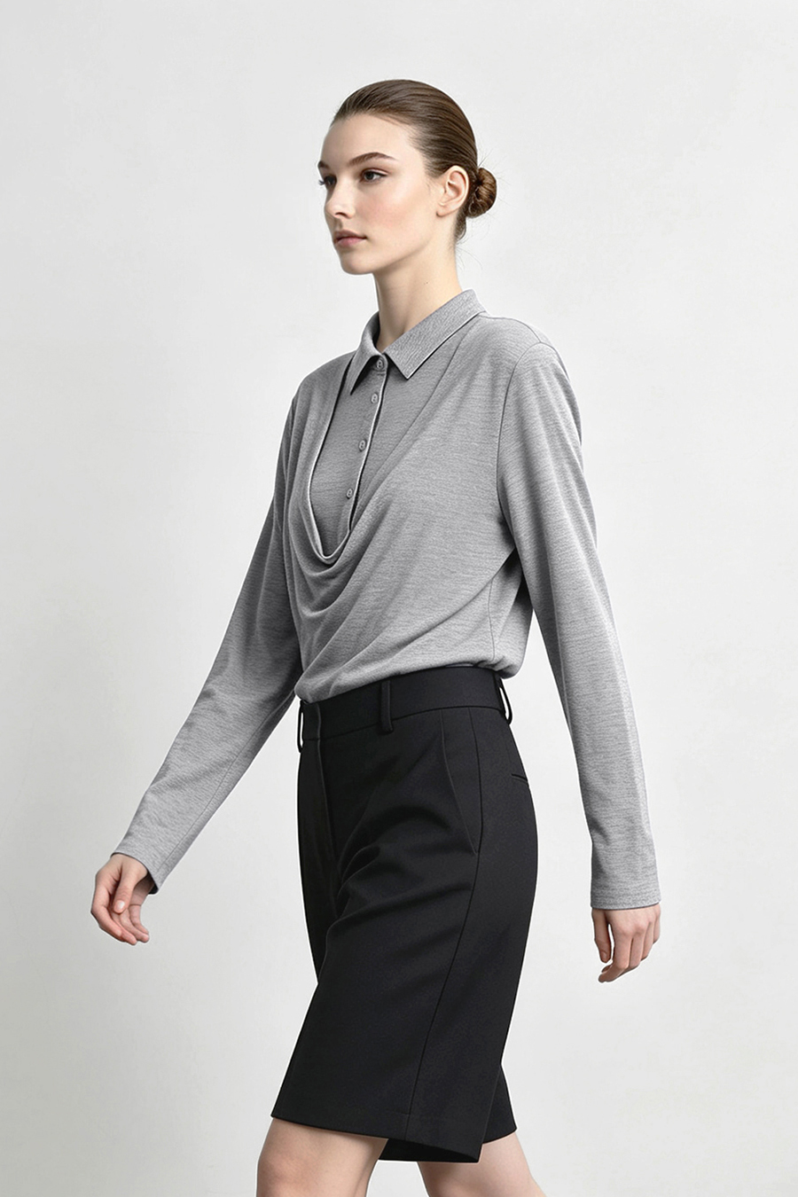 Modal faux‑two‑piece T‑shirt|AMII