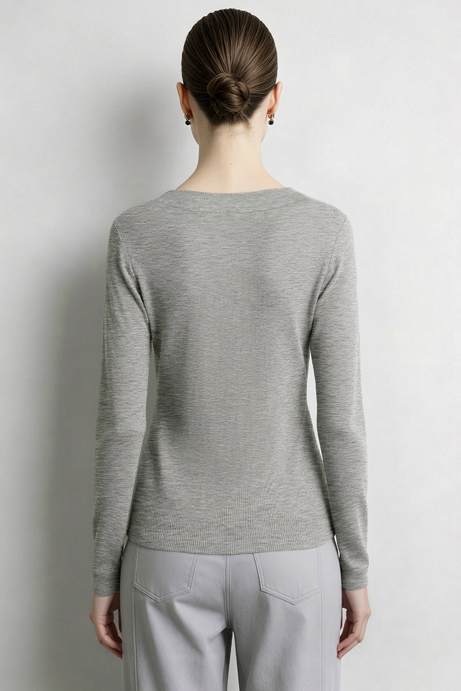 V-Neck Silver Foil Print Tee | AMII