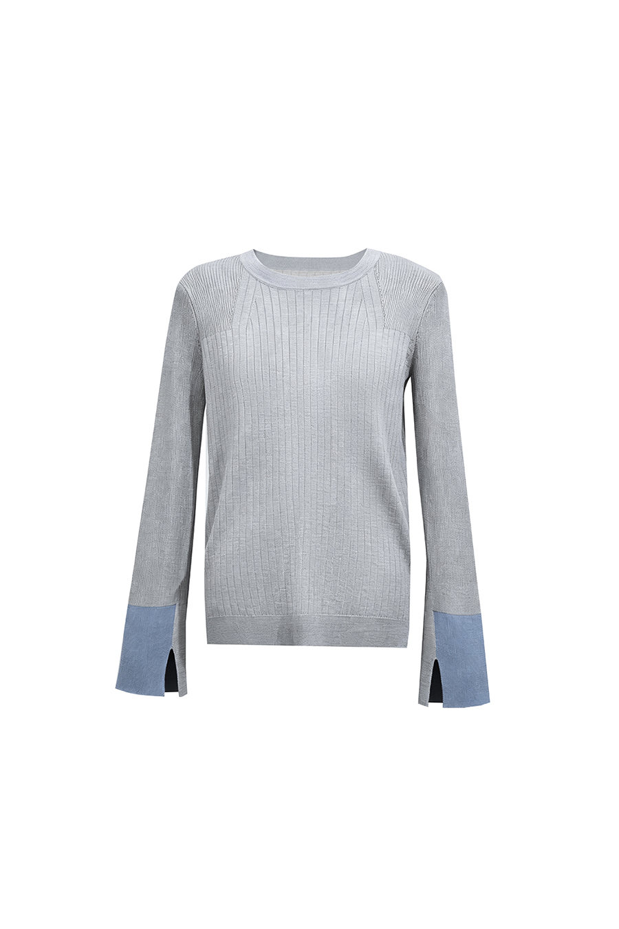 Contrast Spliced Crew Neck Sweater | AMII