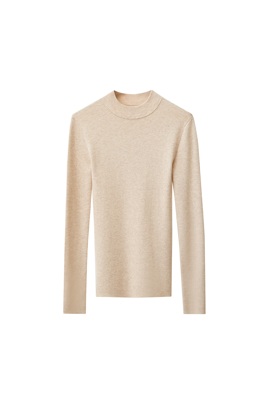 Mock Neck Ribbed Knit Sweater|AMII
