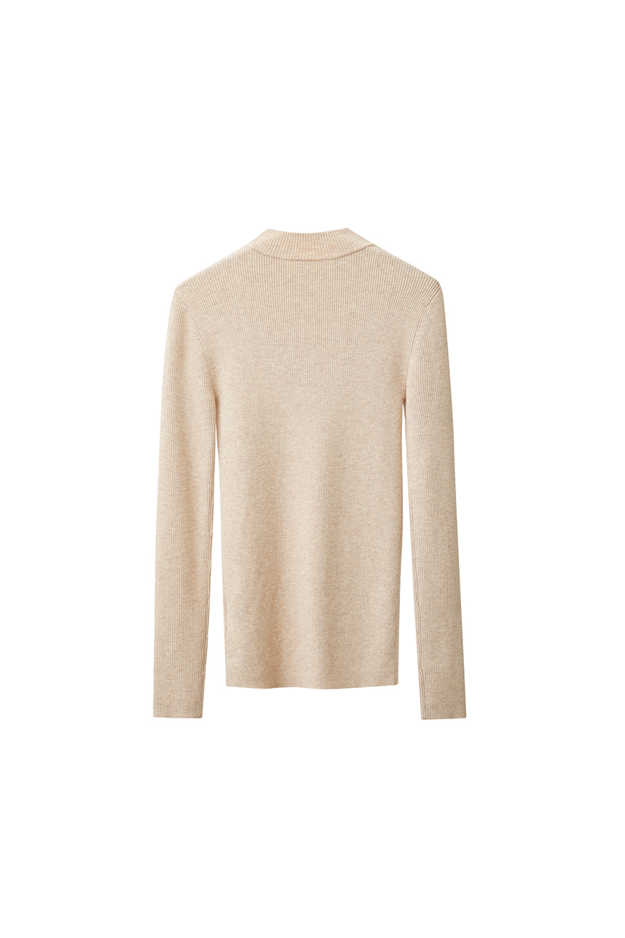 Mock Neck Ribbed Knit Sweater|AMII