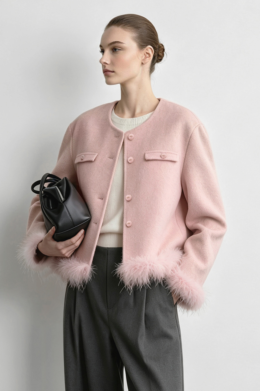 Tweed-Style Double-Faced All-Wool Fabric|AMII